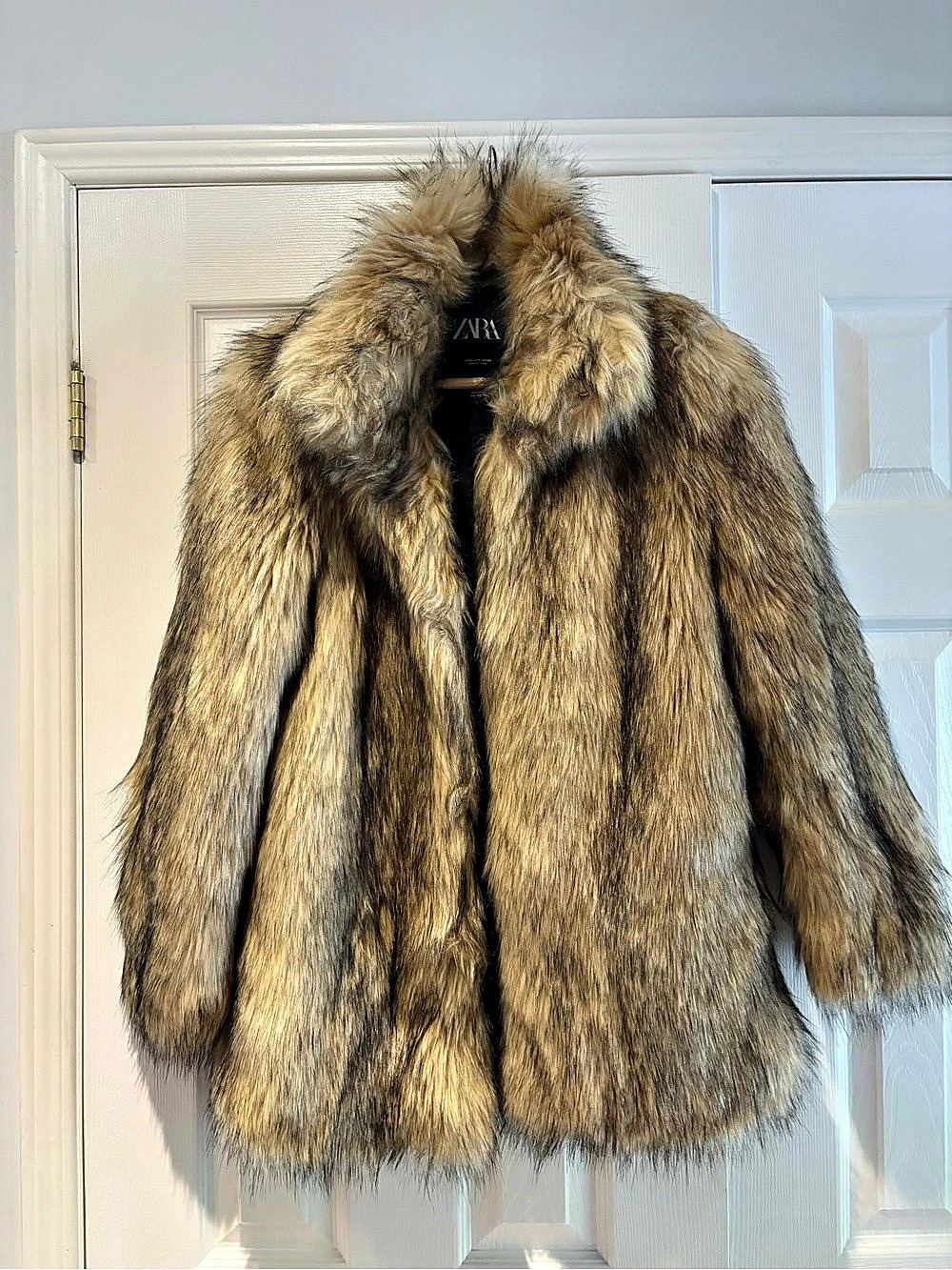 Zara Faux Fur Coat Brown Size Small Like New
